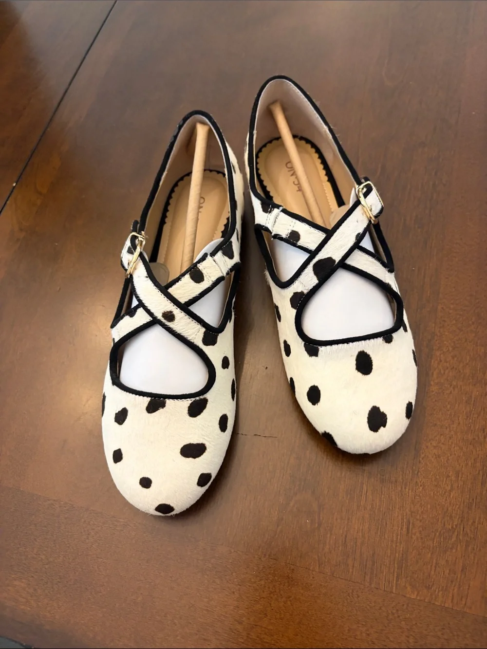 Dalmatian-Print Mary Jane Flats in White & Black - Picture 2 of 5
